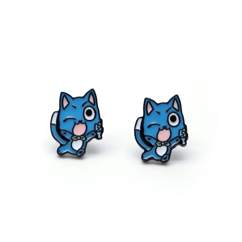 

Cartoon Anime Fairy Tail Happy Earring for Women Alloy Dripping Oil Enamel Stud Earrings Kawaii Girls Jewelry Accessories A77