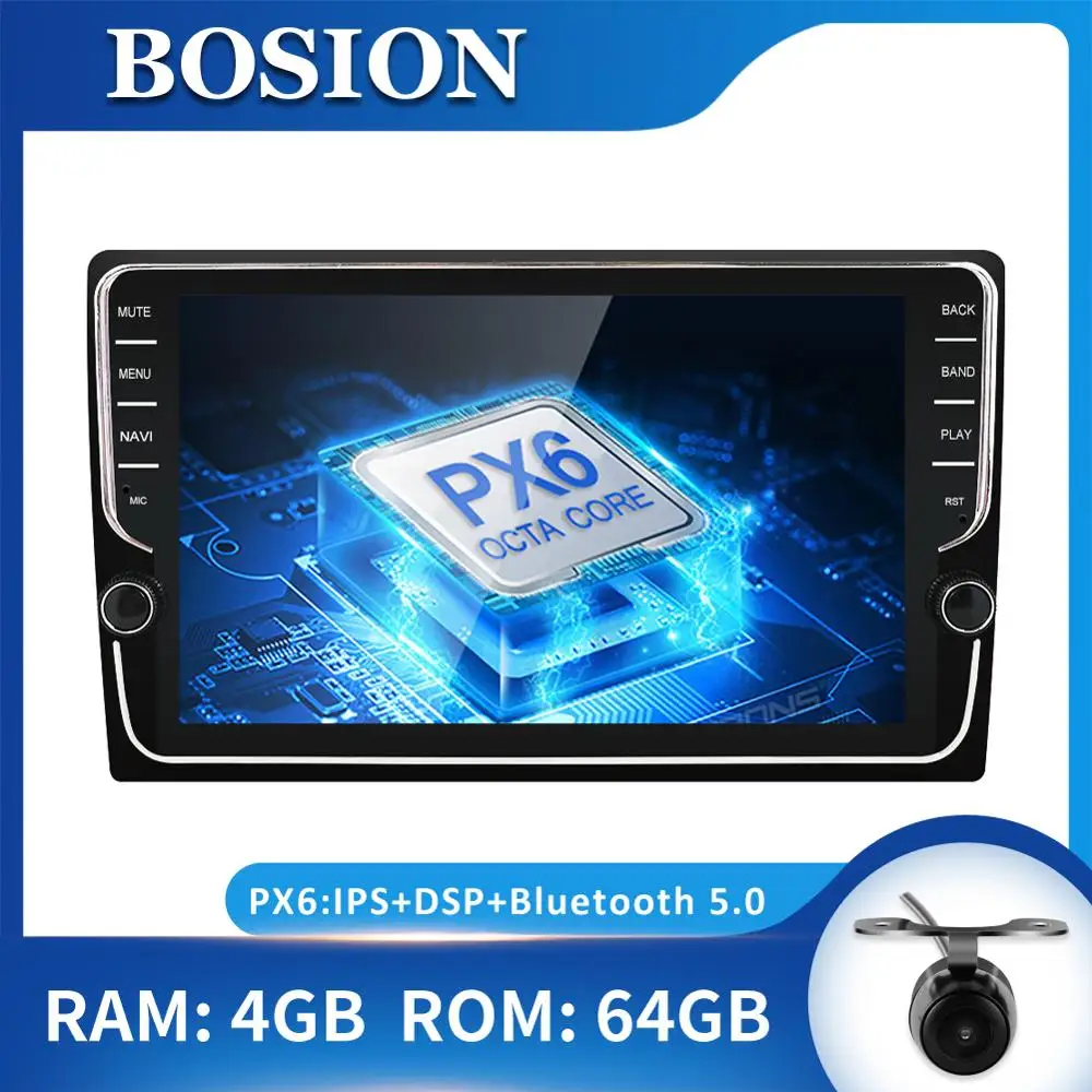 Bosion 1 Din 9 ''PX6 Универсальный Android 10 0 4 Гб + 64 IPS автомобильный Радио Стерео GPS