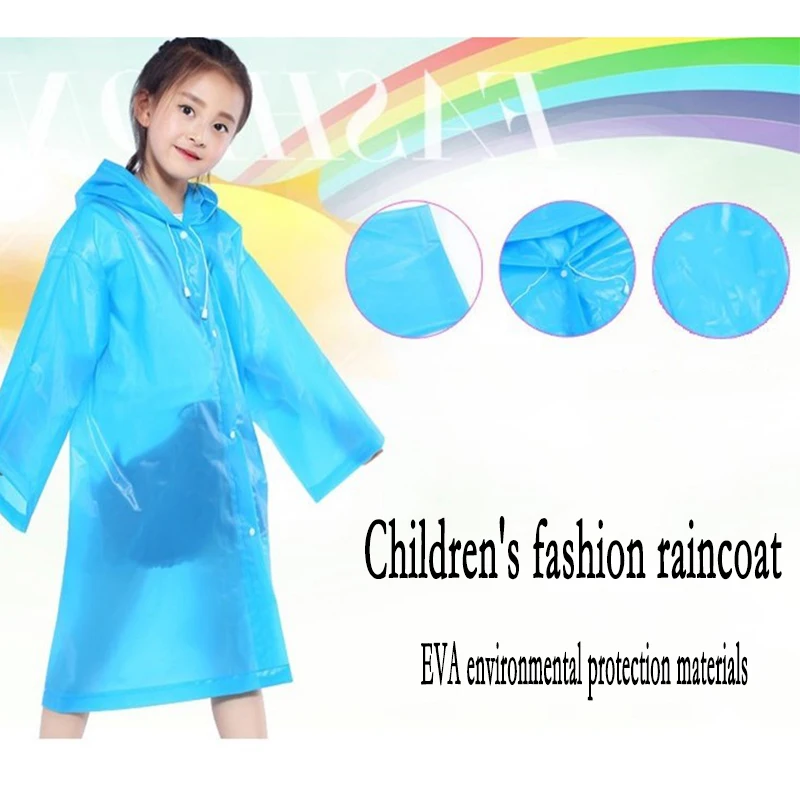 

Fashion Hooded Transparent Children Raincoat Boys and Girls Outdoor Hiking Raincoat Eco poncho Non-disposable Waterproof Raincoa