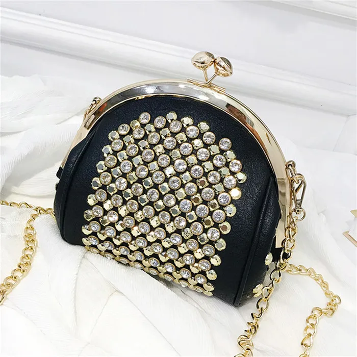 BlackGold TOYOOSKY Модная брендовая женская сумка из искусственной кожи с бриллиантами сумка на плечо с цепочкой женская сумка через плечо - Цвет: BlackGold