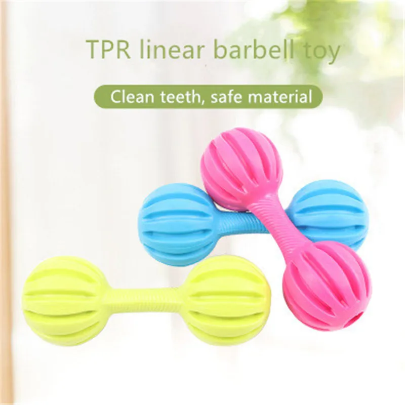 

Pet products TPR linear barbell toys rubber bite resistant dog molars puzzle chew toys Dogs Interactive Game Toy