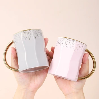 

Luxury Gold Funny Tea Mug Gift Milk Christmas Girls Modern Pink Handmade Ceramic Mini Latte Novelty Tazas Drinkware BY50MK