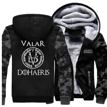 

Game Of Thrones Valar Dohaeris Printing Mens Hoodie Winter Thicken Warm Zipper Coats Men Newest Style Mens Warm Jacket Brand Top