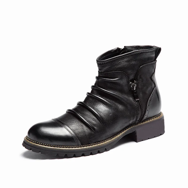 39-48 зимние ботинки теплые удобные кожаные зимние ботинки мужские#3995 - Цвет: black