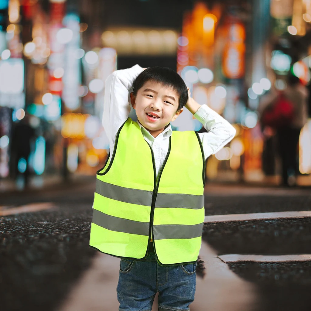 High Visibility Kids Safety Vest, Children Waistcoat Vest with Reflective Strips Traffic Clothes