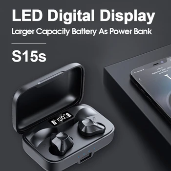 

LED Bluetooth 5.0 HiFi Earphones 1500mAh Charging Box S15S TWS Wireless Stereo Sports Earbuds Headsets With Microphone