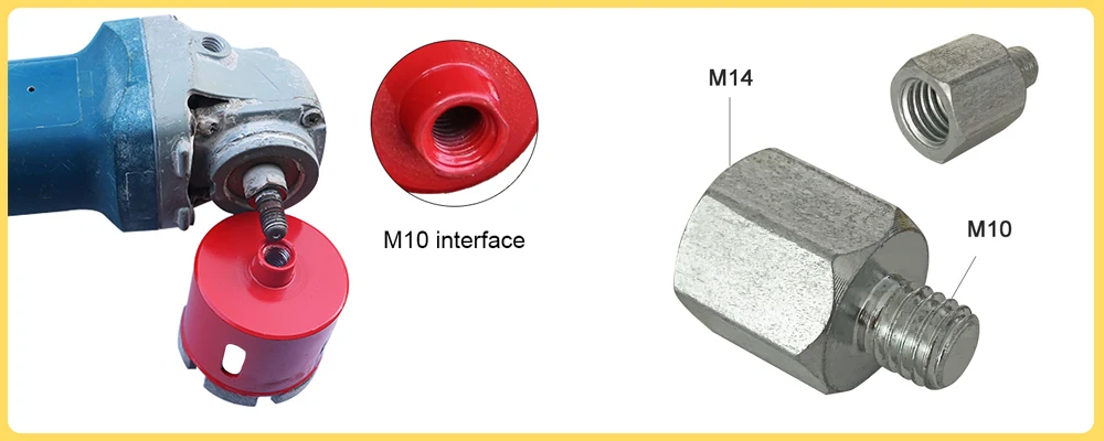 1 шт. алмазное сверло с сердечником M10, угловая шлифовальная машина, открывалка для отверстий, сверло для мрамора, гранита, плитки, керамики, бетона, сверлильный станок