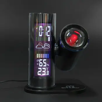 

2019 Multifunctional Clock Rotatable Wake Up Projection Alarm Clock Temperature Humidity LED Backlight 360 Degree Projector
