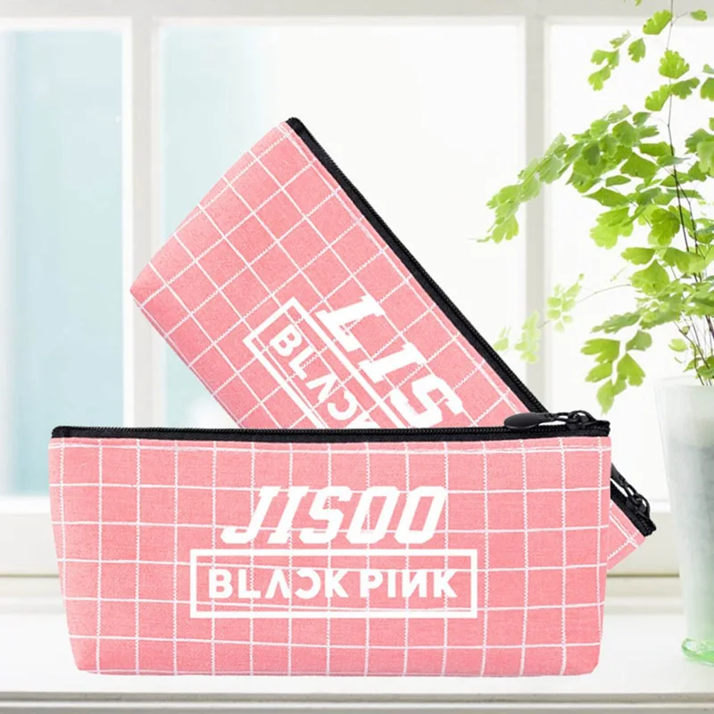 1 шт., принт с героями мультфильмов Kawaii, Kpop BLACKPINK Холст Карандаш Чехол для хранения Организатор мешок ручки вентиляторы канцелярский подарок