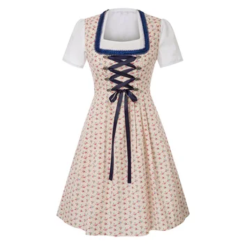 

A Line Dresses Women 3pcs Set German Bavarian Oktoberfest Costumes Dress+Apron Summer Casual Holiday Cosplay Knee Length Dress