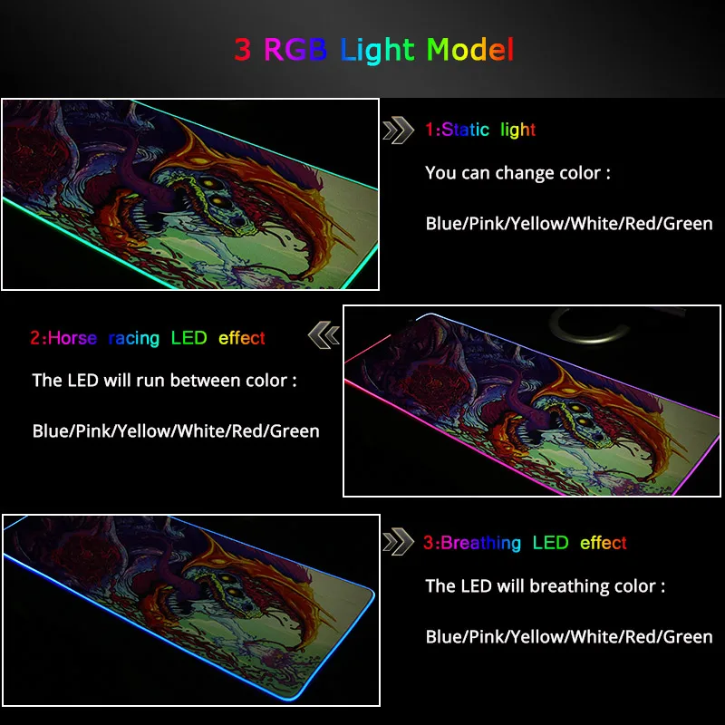 800x300 большой светодиодный RGB Освещение игровые Мышь цветные мышь с подсветкой геймер коврик Гранде для cs go Hyper Beast компьютер