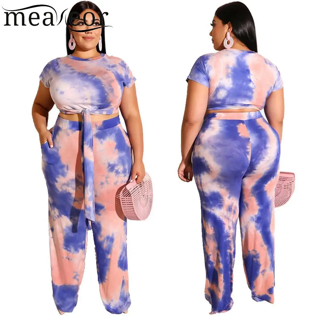 

Womens Summer Casual Outfits O-Neck Short Sleeve Print T-shirt Tops Blue Daily Pants Set Full Length