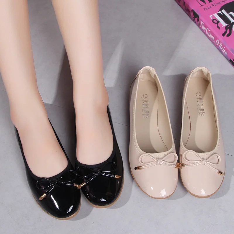 

New Style Summer Soft-Sole Moccosins WOMEN'S Shoes round-Toe Versatile Comfortable Casual Low-Cut Moccosins Bow Bright Skin