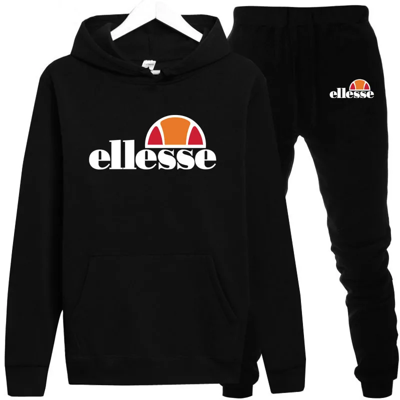 

2019 Fashion New Arrival Sporting Suit Men Spring Autumn Casual Hoodies+Pants Two Piece Sets Solid Color Printing Tracksuit