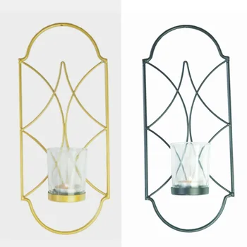 

Creative Wall Candle Holder Metal Gold Art Glass Tealight Candlestick Candles Lighthouse Home Decoration Bougeoir Gift FC509