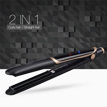 2 In 1 Professional Hair Straightener Curler Ionic Infrared Flat Iron Hair Curling Iron LCD Display Ceramic Styling Tool 1
