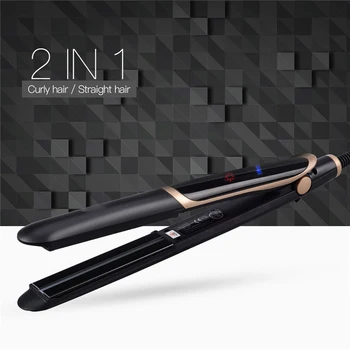 

2 In 1 Professional Hair Straightener Curler Ionic Infrared Flat Iron Hair Curling Iron LCD Display Ceramic Styling Tool