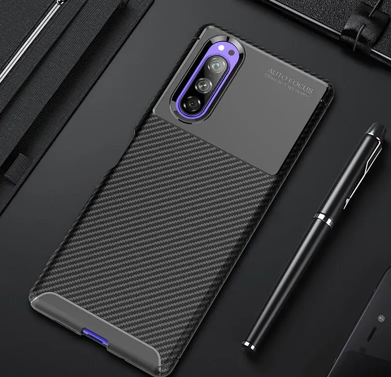 For SONY XPERIA XZ2 XZ3 1 Premium 10 Compact 10 Soft Carbon Design Cellphone Cover Shell For Xperia 5 PC Case - Цвет: black