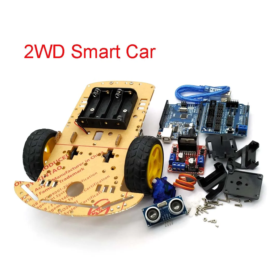 Coding and Electronics Robotics DIY Programmable 2WD Smart Robot Car Chassis Kit with Motor Speed Encoder for Kids to Learn Arduino 
