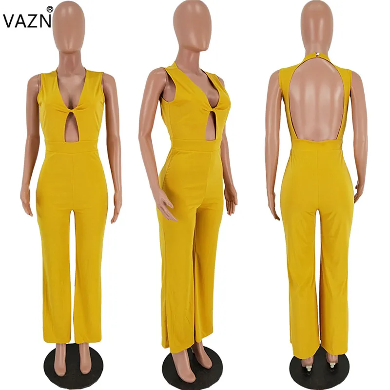 VAZN NM8040 новые сексуальные Клубные Модные желтые Спагетти ремень крест-накрест ажурное, с перекрестными лямками открытые нежные женские прямой Детский комбинезон