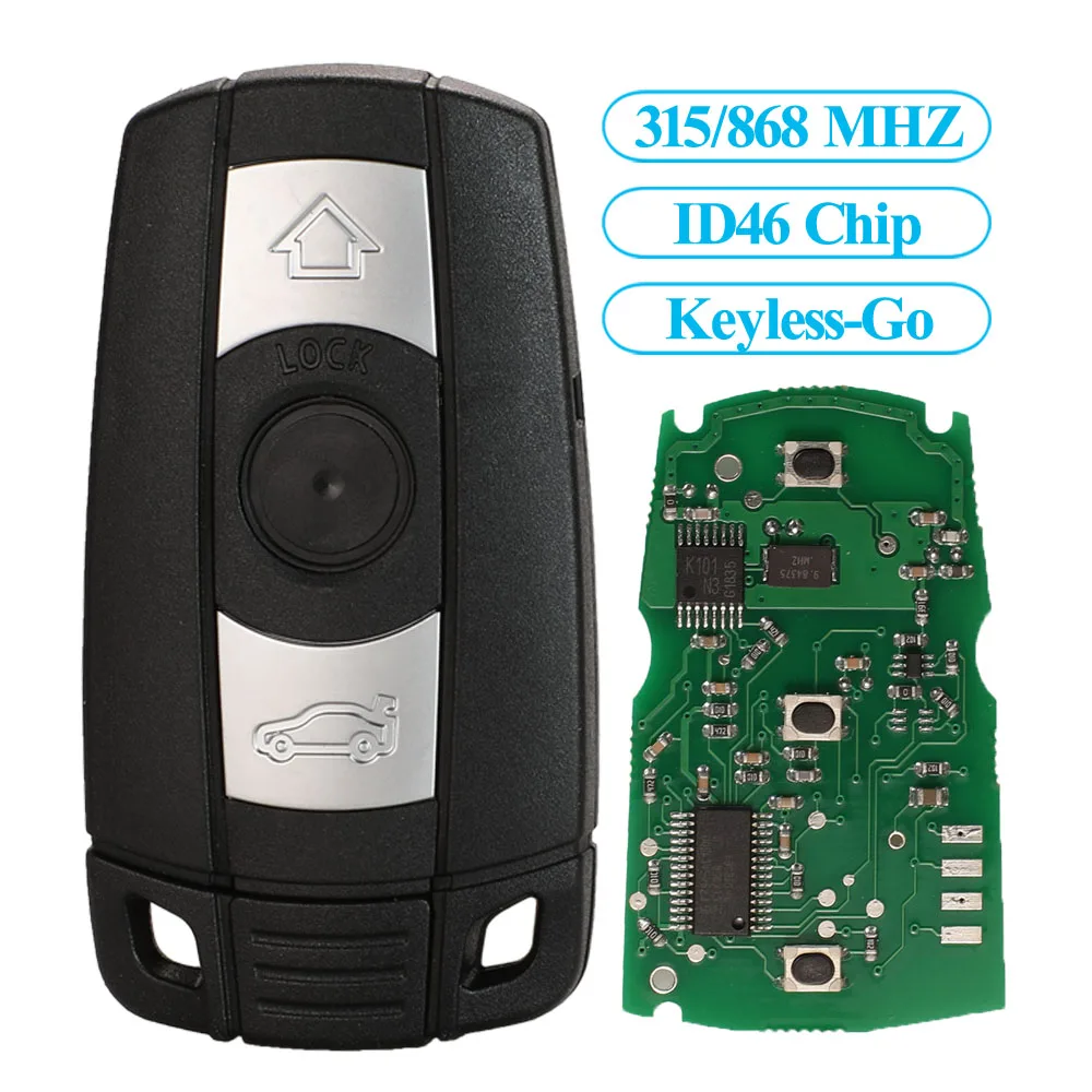 Jingyuqin Keyless-Go Smart Car Key 315/868MHZ ID46 PCF7953 Chip For BMW 3 5 Series E70 X5 X6 Z4 CAS3 Hands-Free Remote Fob