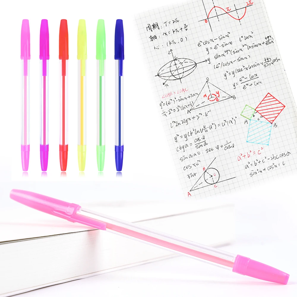 6 Colors Ballpoint Pens Multicolored Ball Pen Bold Point 0.5mm Smooth Writing Perfect For