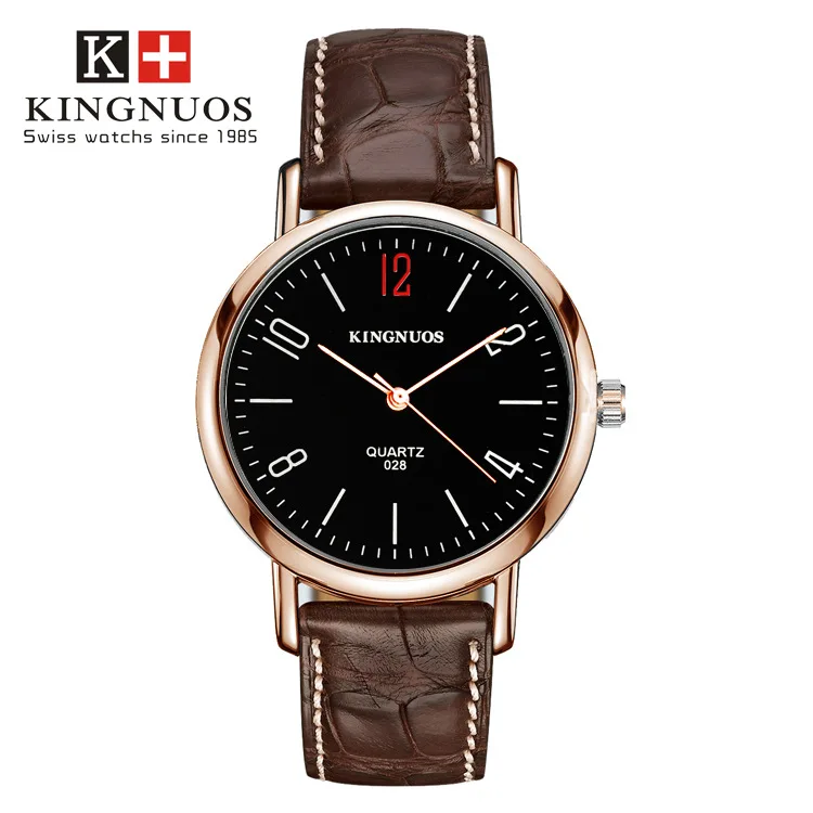 Роскошные Брендовые мужские часы Kingnuos, новые модные кварцевые часы с кожаным ремешком, дешевые спортивные наручные часы, мужские часы