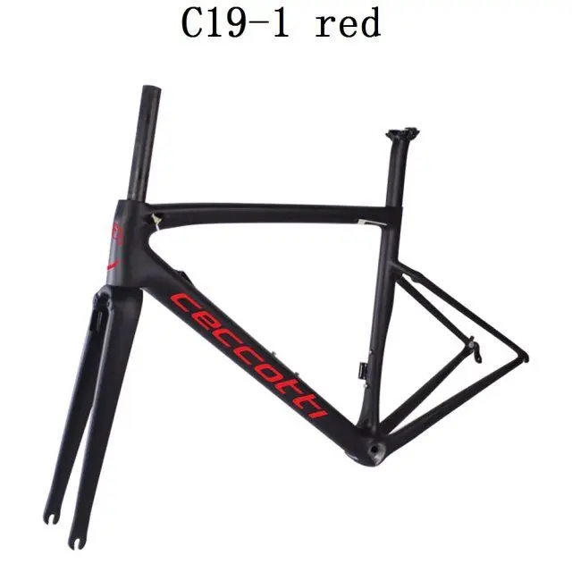 Красный CECCOTTI дисковый тормоз из Тайваня, полностью углеродистая рама T1100, рама для дорожного велосипеда+ вилка+ подседельный штырь+ головной убор+ зажим - Цвет: Красный