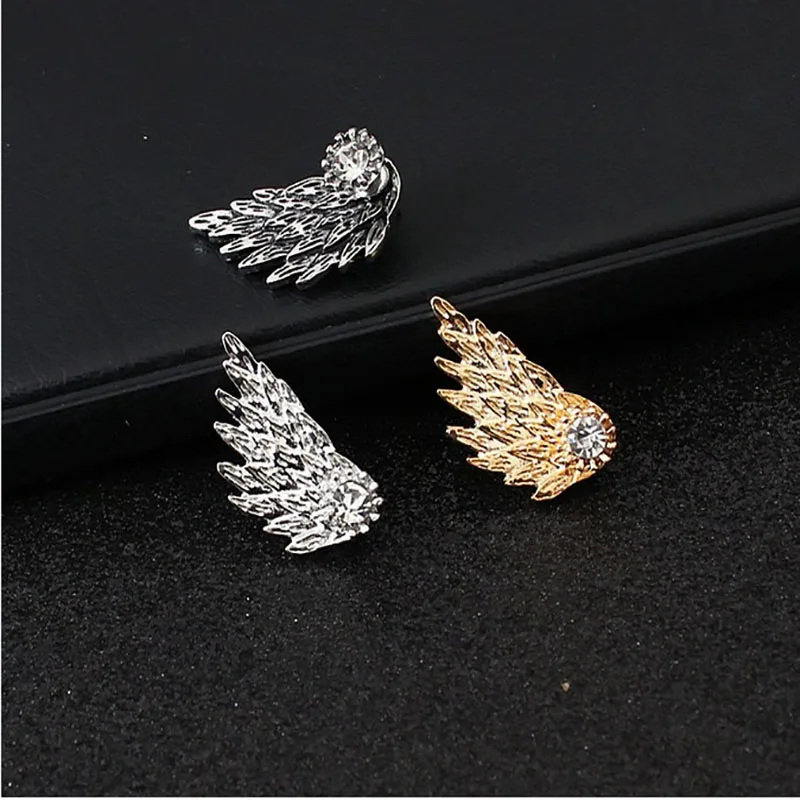 Fashion autumn Women's big cz zircon stud Earrings Black Wings angel Earrings jewelry accessory for Women Gifts