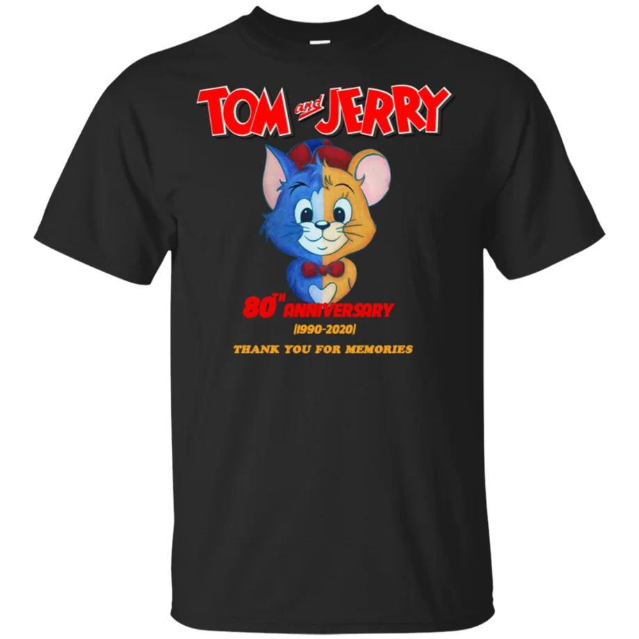 

Tom And Jerry 80Th Anniversary 1940-2020 T-Shirt Black For Men-Women-Youth New Cool Tee Shirt