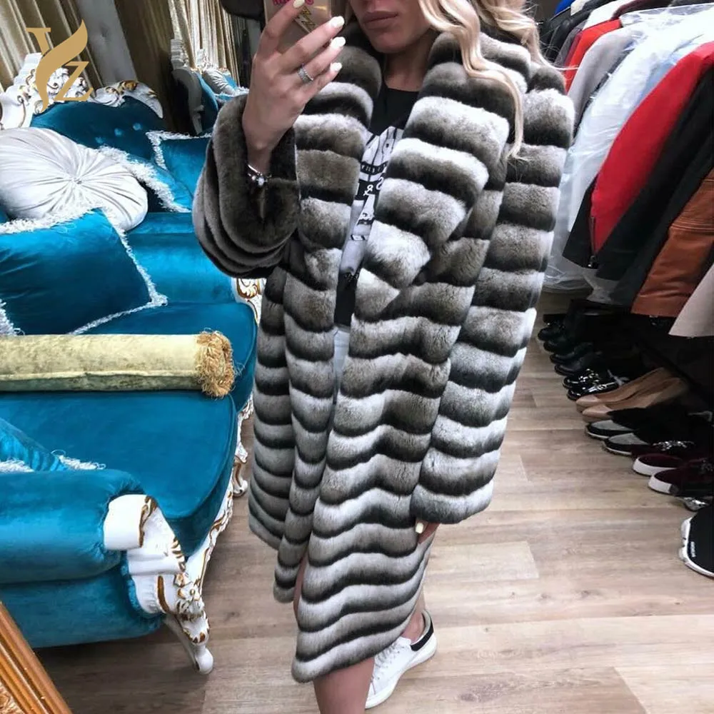 YZ. FURTURE натуральный шиншилла кролик рекс мех X-Long Pull Fourrure теплая зимняя высококачественная куртка из натуральной кожи Модная женская