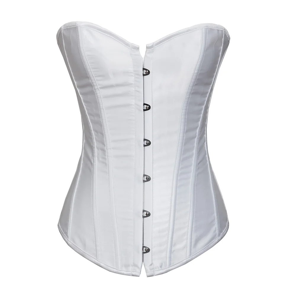 satin white color Кружевной корсет с бантом для женщин, плюс размер, приталенный корсет, красный, синий корсет и бюстье, верхняя одежда, корсет, топ - Цвет: satin white color