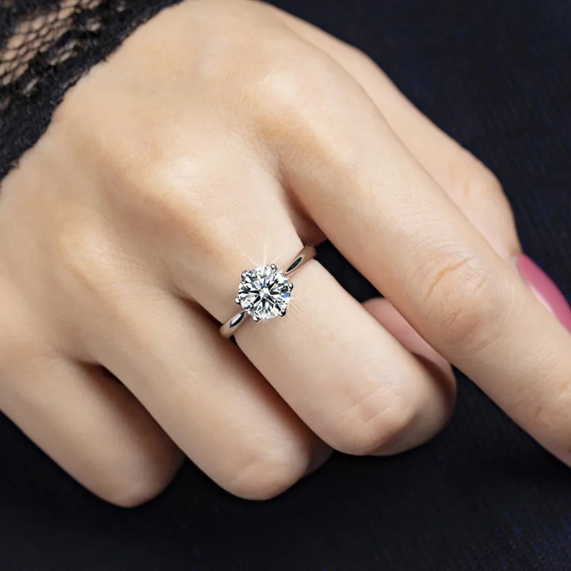 Роскошные 2.0ct D Цвет VVS Moissanite 9 к Настоящее твердое белое золото обручальное предложение кольца ювелирные изделия для женщин невесты алмаз тест прошел
