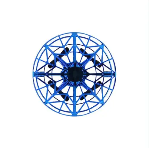 Интеллектуальный бросок Индуктивная летающая тарелка инфракрасный автомобиль НЛО подвеска вращение самолет игрушка детский подарок - Цвет: Синий