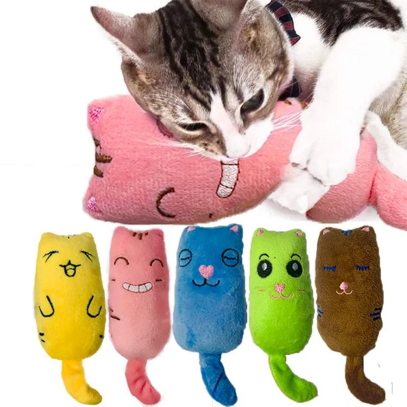 Teeth Grinding Catnip Toys Funny Interactive Plush Cat Toy Pet Kitten Chewing Vocal Toy Claws