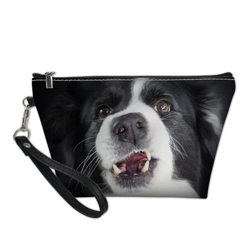 

Border Collie Dog 3D Print Women Makeup Bags Female Pu Leather Cosmetic Cases Outdoor Waterproof Make Up Bag Trousse De Toilette