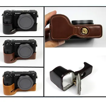 

PU Leather case half body Set Cover Camera Bag Bottom For Sony A6600 ILCE-6600 With Battery Opening