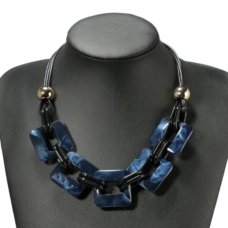 Handmade Chunky Acrylic Beads Cord Necklace for Women - ELLA