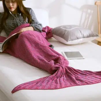 

Mermaid Tail Blanket Handmade Knitted Sleeping Bag For Home TV Sofa Bed Mermaid Tail Blanket sute for Kids Adult Baby