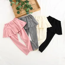 Универсальная юбка-брюки для девочек; коллекция года; сезон весна-осень; стиль; корейский стиль; детская одежда в школьном стиле; хлопковая модная плиссированная юбка; леггинсы