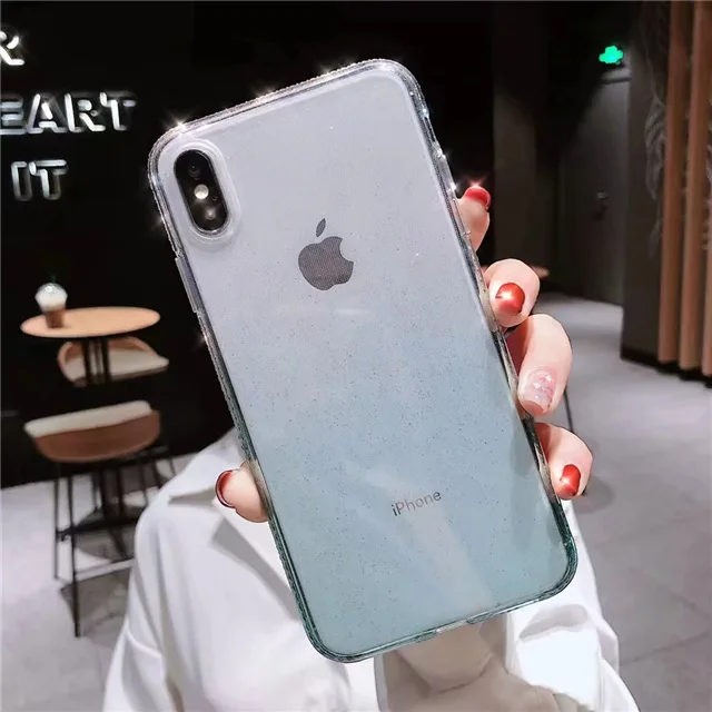 Милый Блестящий Мягкий силиконовый чехол для iPhone X XS XR XS Max 11 Pro Max Bling чехол-бампер с алмазами цветной чехол на iPhne 6 6S 7 8 Plus - Цвет: Зеленый