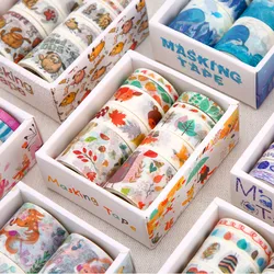 Ensemble de bande adhésive Washi de masquage, 10 rouleaux d'autocollants décoratifs Kawaii, papeterie pour Journal intime, Scrapbooking 