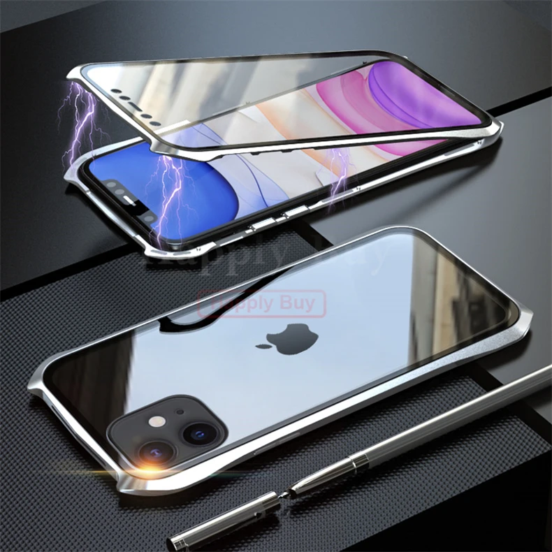 360 полный защитный чехол для телефона для iPhone 11 Pro Max чехол Магнитный чехол s для iPhone 11 Pro Max чехол металлический Bumber