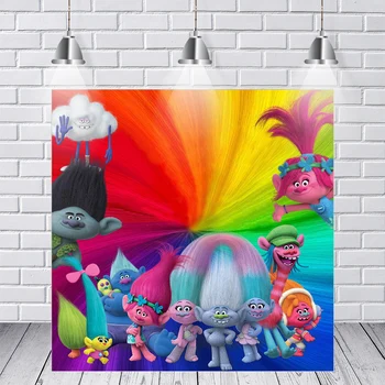 

Background Photography Orange Rainbow Trolls Music Party Custom Photo Studio Seamless Photo Background Backdrop Vinyl