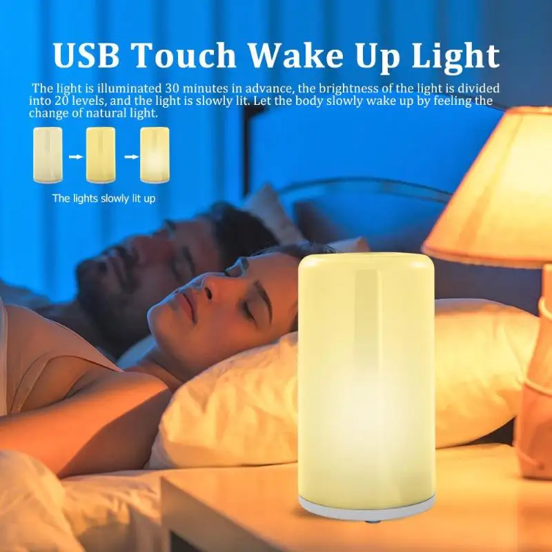 

Touch Sunrise Simulation Wake Up Light Digital Alarm Clock Bedside Night Lamp US Light Comes on 30 Minutes Ahead of Schedule