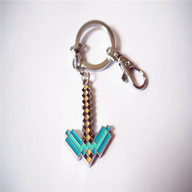 

2020 Mine Pixel Game Creative Creeper Diamond Sword Pickaxe Necklace Keychain Pendant Gift for Children Unisex
