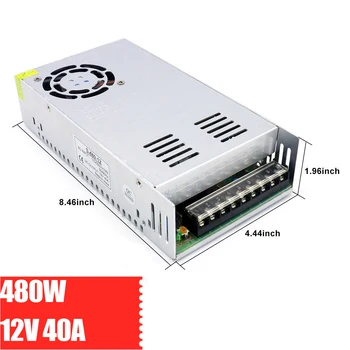 

12V S-480-12 Switching Power Supply Metal Shield 40A/480W AC To DC LED Security Monitoring Voltage Regulator Stabilizer