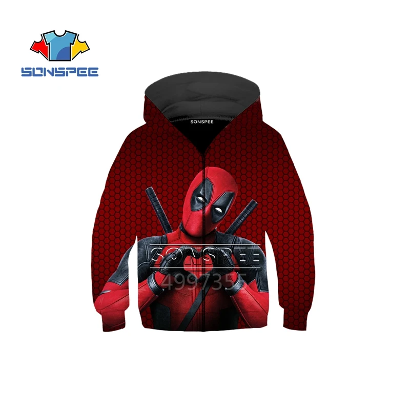 SONSPEE/толстовка с 3D принтом Дэдпул супергероев Marvel 2; повседневные толстовки для мальчиков и девочек-подростков; уличная толстовка с капюшоном; забавная одежда; Z12