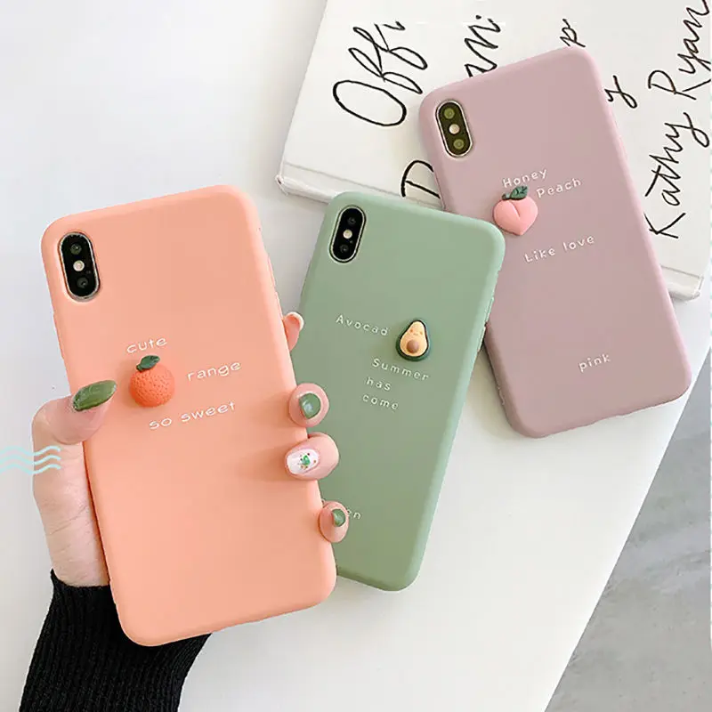 

3D Fruit Avocado Pattern Phone Case For iPhone XR XS Max X 11 8 7 6 6S Plus Lovely Soft Silicone Protection Cute Back Cover