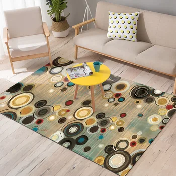 

Modern abstraction Retro Colorful circle floor mat bedroom door mat living room plush floor mat custom made non-slip rug